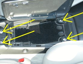 Center Console Screws indicates screw locations